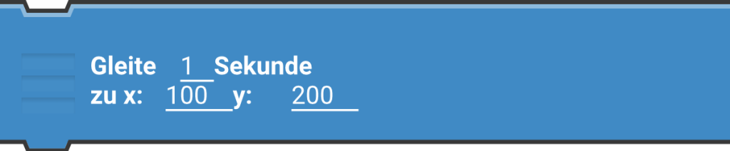 Gleite ... Sekunde zu x:... y:...